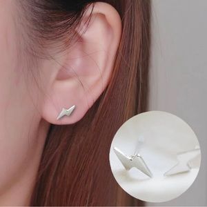 New Stainless Steel Lightning Bolt Stud Earrings